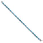 14k White Gold Complete Oval Swiss Blue Topaz and Diamond 7 inch Bracelet - Image 2