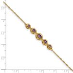 14k Complete 5-Stone Bezel-set Marquise Amethyst and Chain 7 inch Bracelet - Image 3