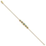 14k Complete 5-Stone Bezel-set Marquise Swiss Blue Topaz and Chain 7 inch Bracelet - Image 2