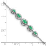 14k White Gold Complete 5-Stone Bezel-set Marquise Emerald and Chain 7 inch Bracelet - Image 5