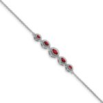 14k White Gold Complete 5-Stone Bezel-set Marquise Garnet and Chain 7 inch Bracelet