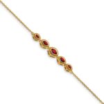 14k Complete 5-Stone Bezel-set Marquise Garnet and Chain 7 inch Bracelet