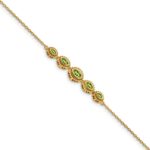 14k Complete 5-Stone Bezel-set Marquise Peridot and Chain 7 inch Bracelet