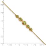 14k Complete 5-Stone Bezel-set Marquise Peridot and Chain 7 inch Bracelet - Image 3