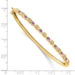 14k Complete Amethyst and 1/10 carat Diamond Hinged Bangle Bracelet - Image 2