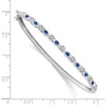 14k White Gold Complete Sapphire and 1/10 carat Diamond Hinged Bangle Bracelet - Image 2
