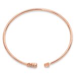14k Rose Gold Polished Complete 1/10 carat Diamond Arrow Flexible Cuff Bangle Bracelet - Image 2
