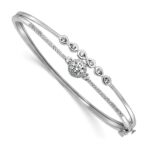 14k White Gold 1 carat Lab Grown Diamond VS/SI+ G+ Double Strand Infinity and Round Complete Bangle Bracelet