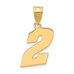 14k Polished Block Number 2 Pendant