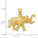 14k Satin Diamond-cut Elephant Pendant - Image 4