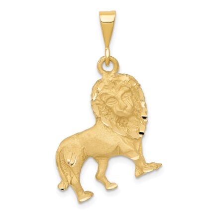 14k Brushed Diamond-cut Lion Charm