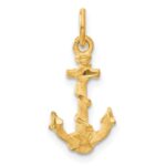 14k 3-D Satin Diamond-cut Anchor with Rope Charm
