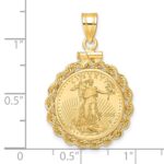 Wideband Distinguished Coin Jewelry 14k Polished Rope Mounted 1/10oz American Eagle Screw Top Coin Bezel Pendant - Image 2