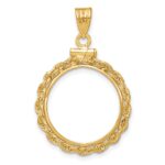 Wideband Distinguished Coin Jewelry 14k Polished Rope 17.8mm x 1.35mm Screw Top Coin Bezel Pendant - Image 3