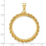 Wideband Distinguished Coin Jewelry 14k Polished Rope 34.2mm x 2.85mm Screw Top Coin Bezel Pendant - Image 4
