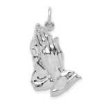 14k White Gold Praying Hands Pendant