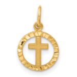 14K Eternal Life Cross in Circle Charm