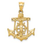 14k Satin Diamond-cut Mariners Crucifix Pendant