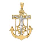 14k Two-tone Large Mariners Crucifix Pendant