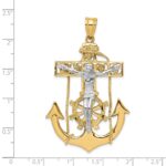 14k Two-tone Large Mariners Crucifix Pendant - Image 4