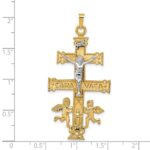 14k Two-tone Cara Vaca Crucifix Pendant - Image 3