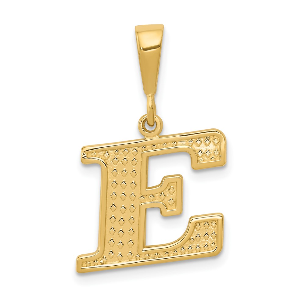 C1449-E.jpg 14k Textured Initial E Charm - Image 1