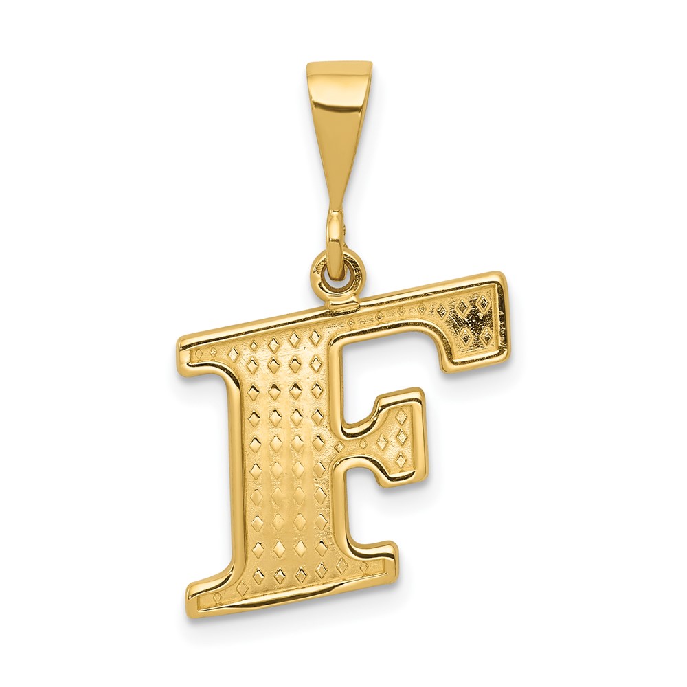C1449-F.jpg 14k Textured Initial F Charm - Image 1