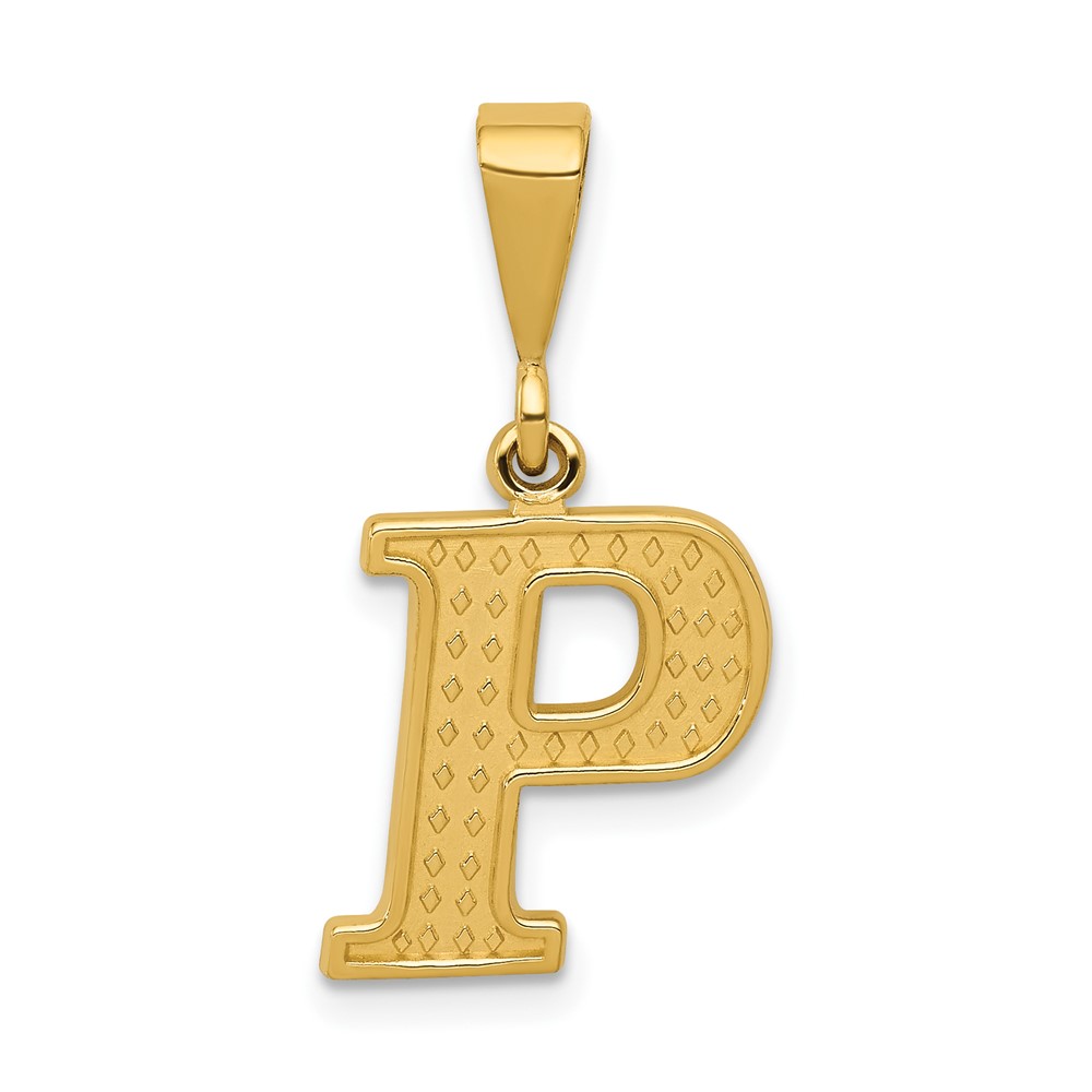 C1449-P.jpg 14k Textured Initial P Charm - Image 1
