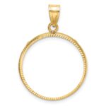 Wideband Distinguished Coin Jewelry 14k Polished and Diamond-cut 22.0mm Prong Coin Bezel Pendant