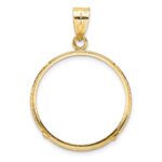 Wideband Distinguished Coin Jewelry 14k Polished and Diamond-cut 22.0mm Prong Coin Bezel Pendant - Image 3