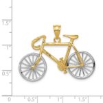 14k Large Two-tone 3-D Bicycle with Moveable Wheels Pendant - Image 4