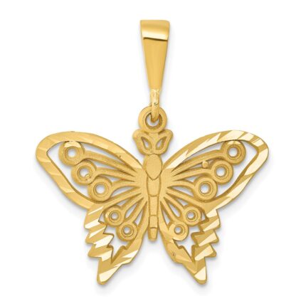 14k Diamond-cut Butterfly Charm