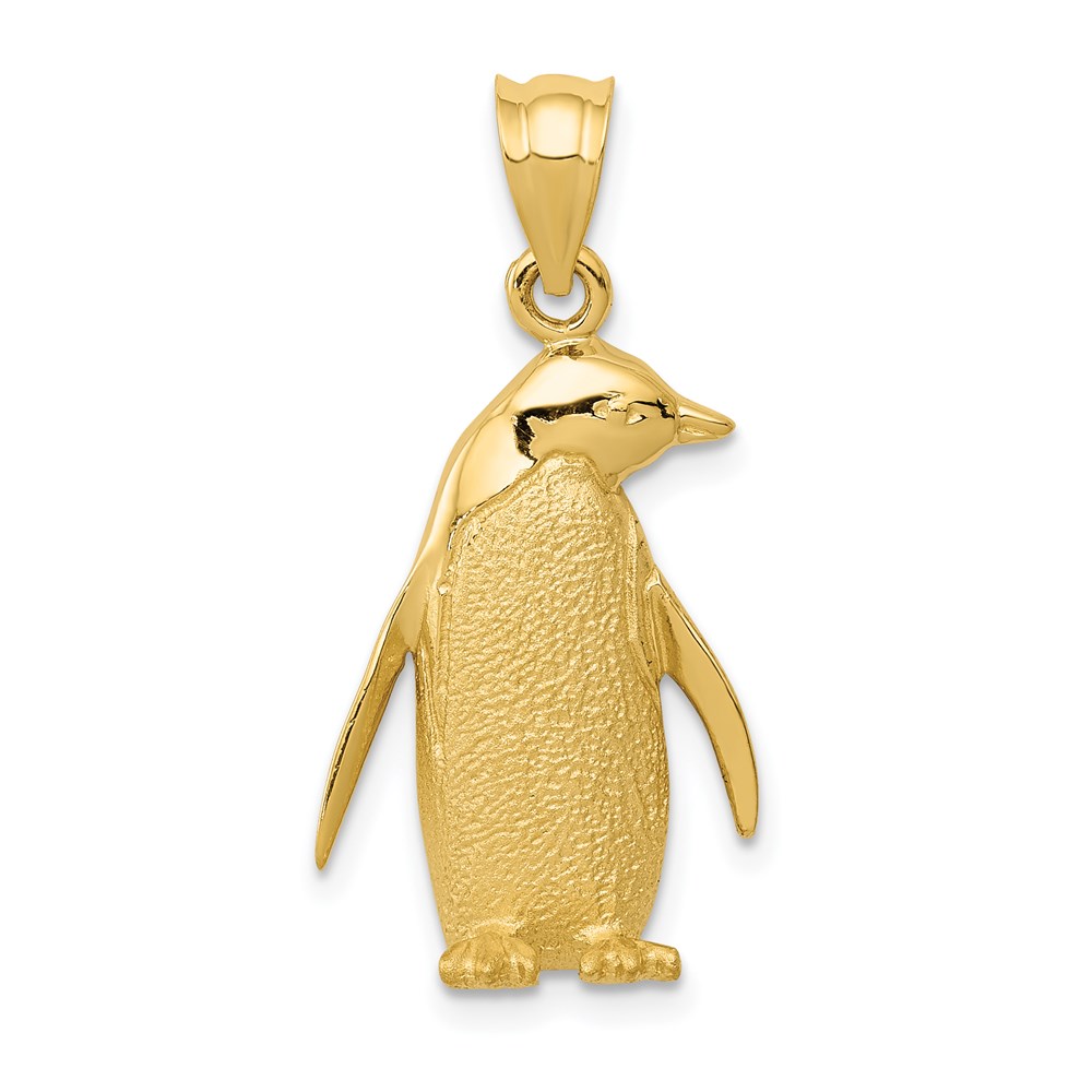 C1851.jpg 14k Polished and Textured Penguin Charm - Image 1