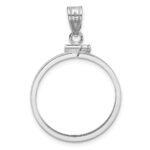 Wideband Distinguished Coin Jewelry 14k White Gold Polished 22.0mm x 1.9mm Screw Top Coin Bezel Pendant - Image 3