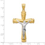 14k Satin Two-tone Crucifix Pendant - Image 3