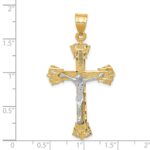 14k Two-tone Diamond-cut Crucifix Pendant - Image 3