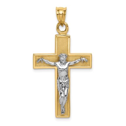 14k Two-tone Crucifix Pendant