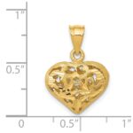 14K Polished 3-D Filigree Puffed Heart Pendant - Image 5