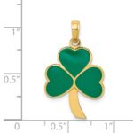 14k Green Enameled Shamrock Pendant - Image 4