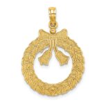 14k Satin/Polished Christmas Wreath Charm