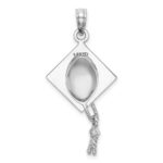 14K White Gold 3-D Graduation Cap with Moveable Tassel Charm - Image 3