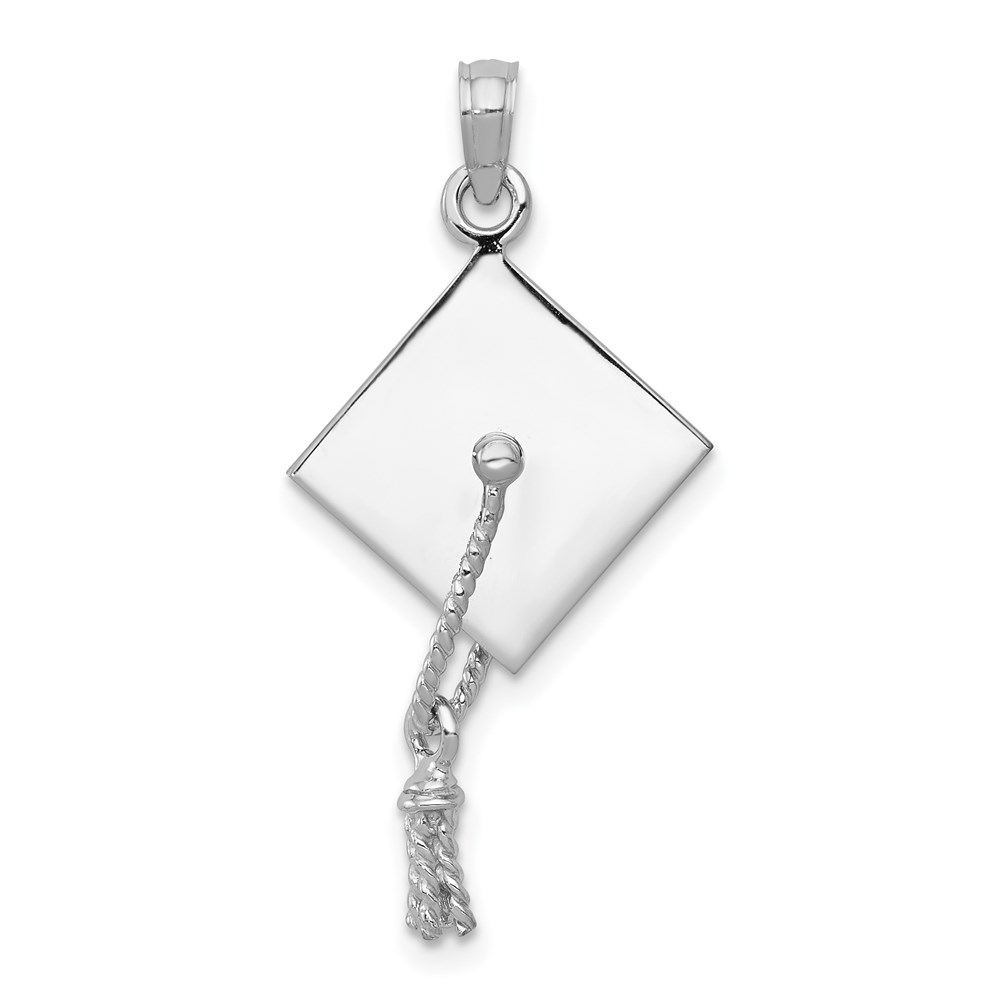 C2229W.jpg 14K White Gold 3-D Graduation Cap with Moveable Tassel Charm - Image 1