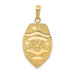 14k Polished Police Badge with Engravable Area Pendant