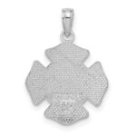 14K White Gold Polished Small Solid St. Florian F.D. Badge Pendant - Image 3