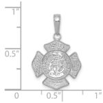 14K White Gold Polished Small Solid St. Florian F.D. Badge Pendant - Image 4