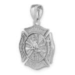 14k White Gold Reversible Fire Department Shield Pendant - Image 4
