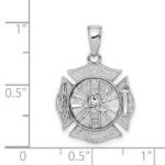 14k White Gold Reversible Fire Department Shield Pendant - Image 5