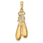 14K Solid Satin Polished Ballet Slippers Pendant - Image 3