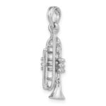 14K White Gold Solid Polished 3-D Trumpet Pendant - Image 4