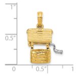 14k and White Rhodium Polished 3-D Moveable Wishing Well Charm - Image 5